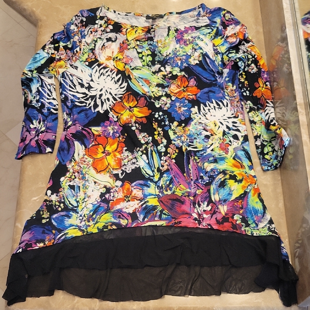 Cupio Multicolor Floral Tunic Top,  M